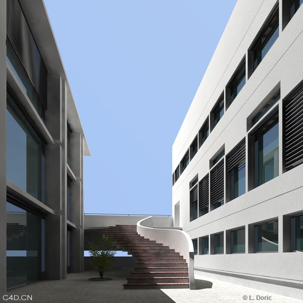 公司办公楼一角CINEMA 4D渲染