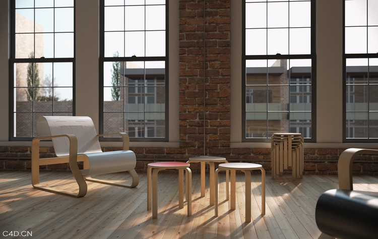 艺术教室C4D室内渲染 The art room C4D interior renderings