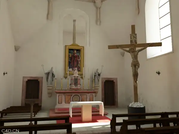 教堂内景C4D渲染 Church of St. C4D rendering