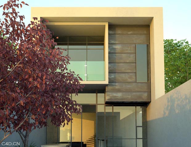 公司办公楼门口C4D渲染作品