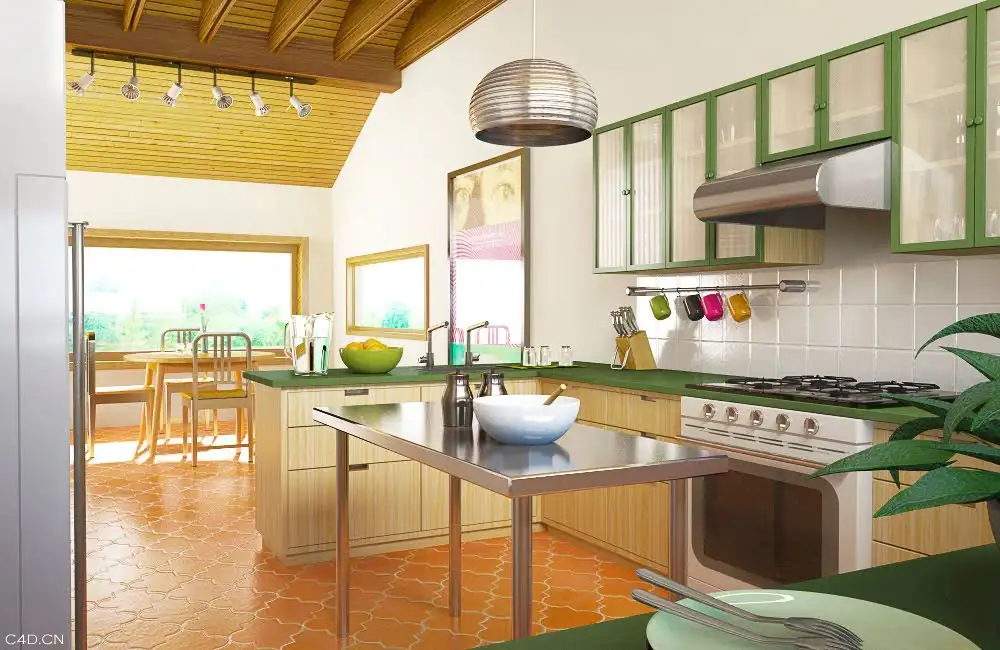 CINEMA 4D餐厅、书房、厨房建模渲染作品 - C4D之家 - DiningRoom_Modeling_B_022-1\'.jpg