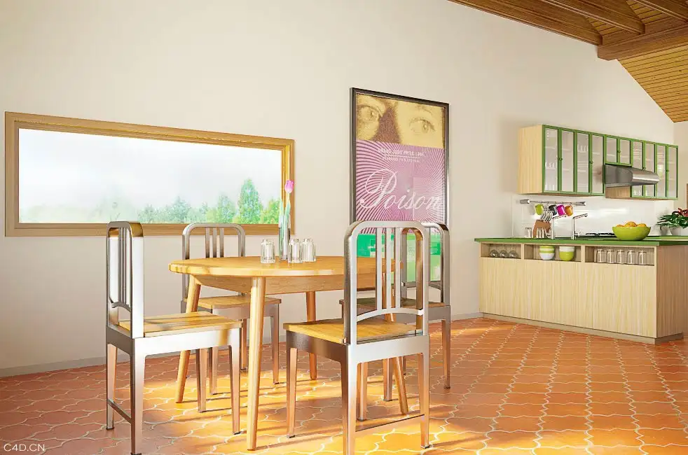 CINEMA 4D餐厅、书房、厨房建模渲染作品 - C4D之家 - DiningRoom_Modeling_B_025-1\'.jpg