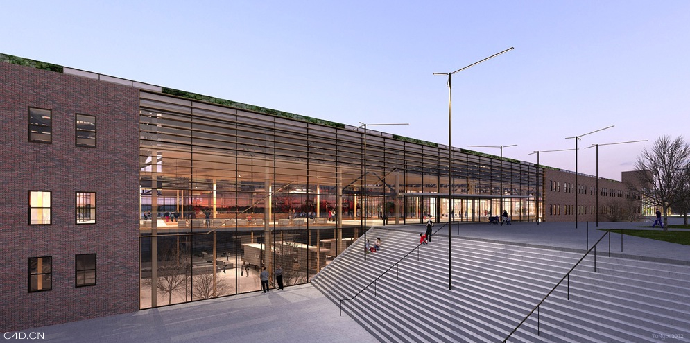 商场夜色C4D渲染