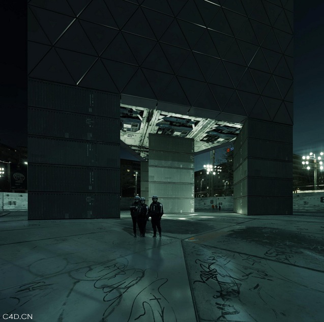 建筑夜景C4D渲染