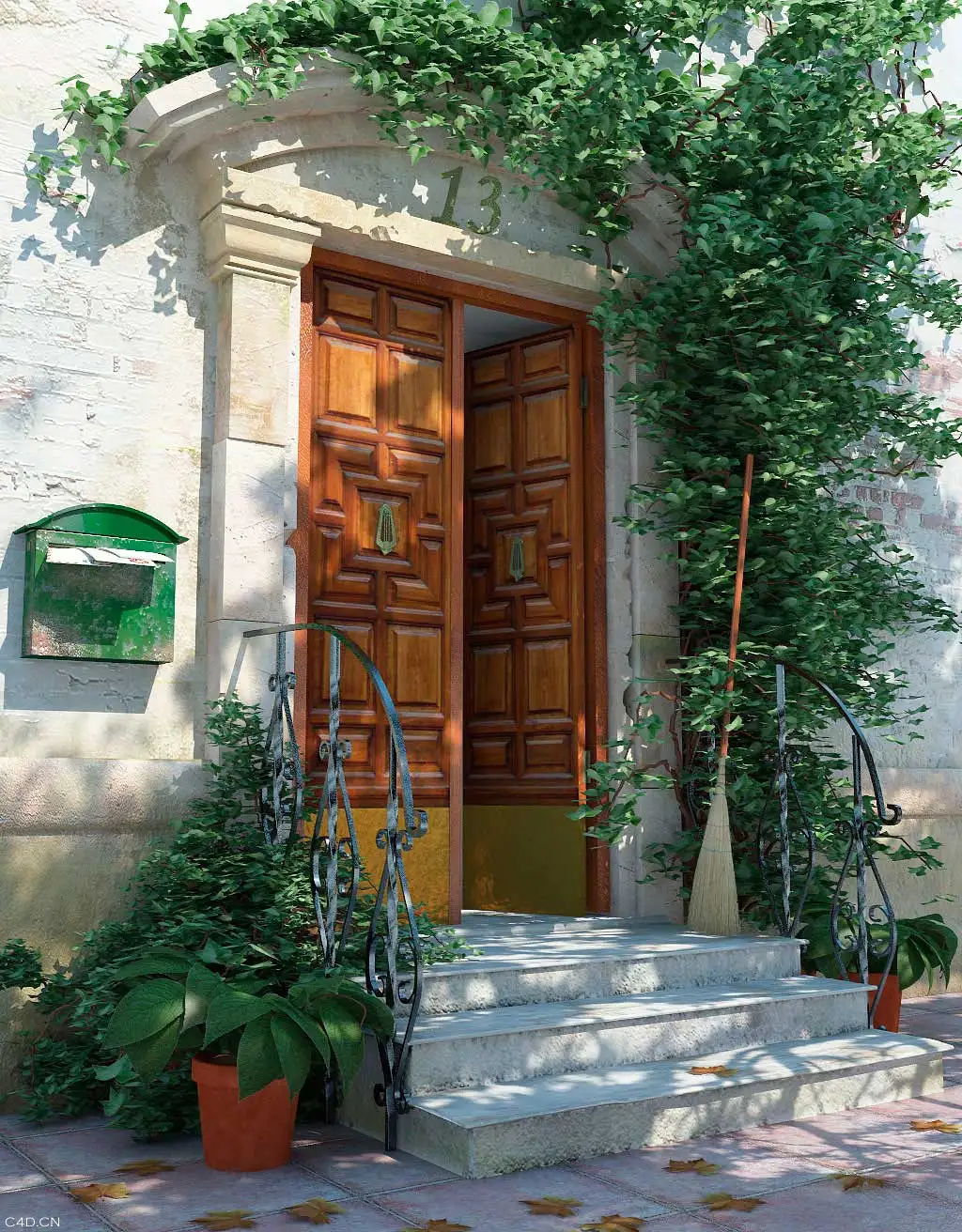别墅楼门口渲染C4D模型（c4d for vray渲染） - C4D之家 - House-n§-13.jpg