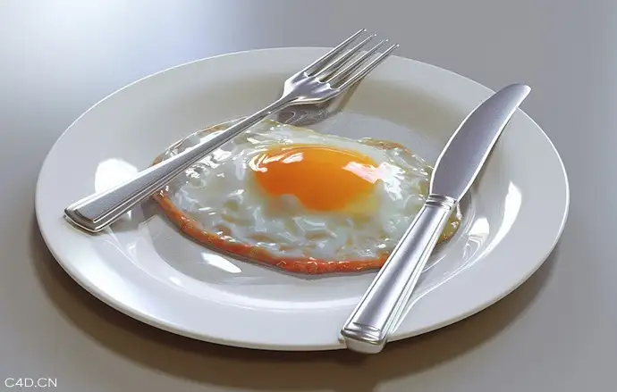 【映速】C4D煎蛋场景渲染视频教程 C4D omelette scene rendering video tutorial
