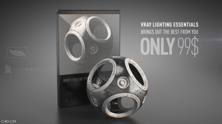 C4D VRAY灯光预设：Renderking - Vray Lighting Essentials for Cinema 4D