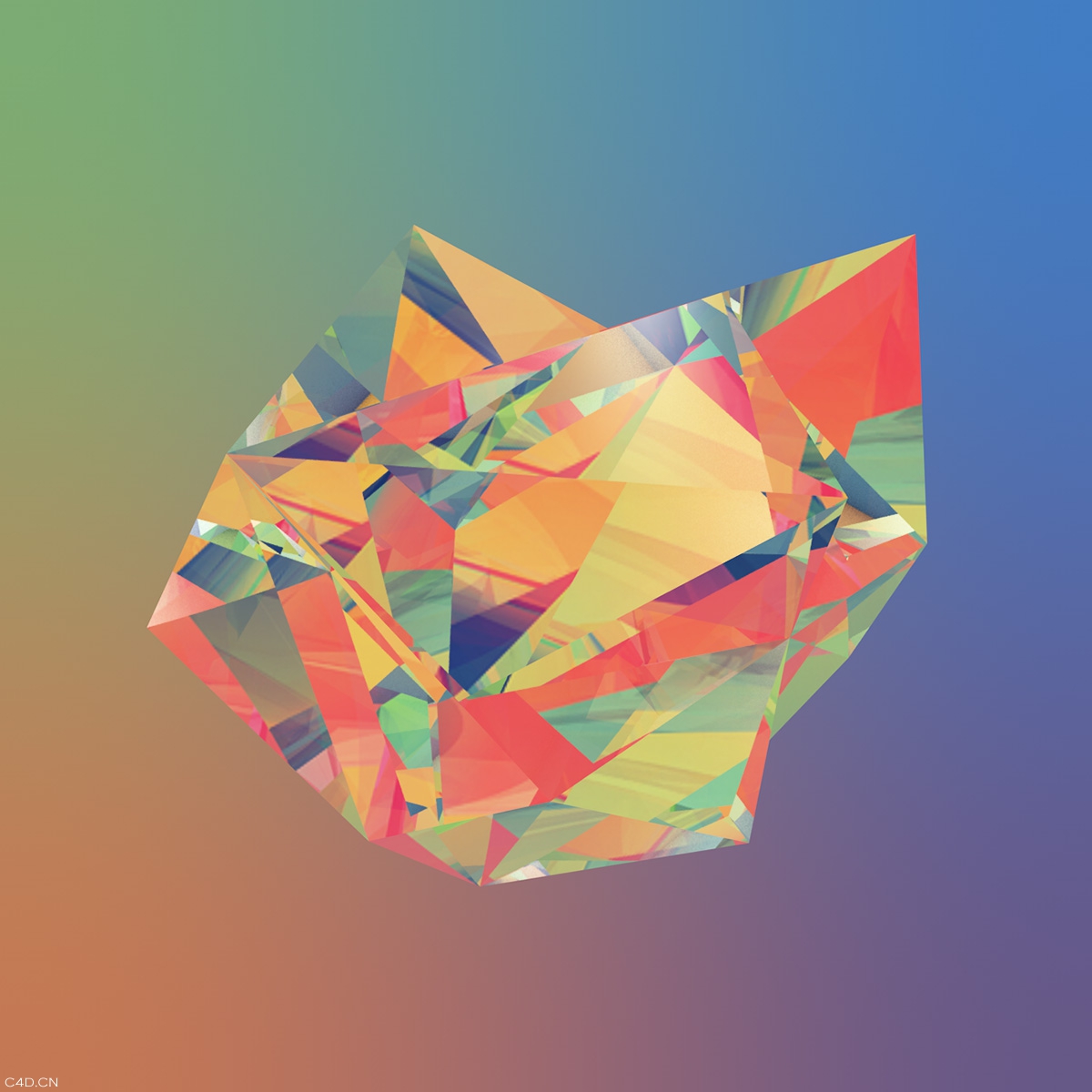 C4D几何体渲染视频教程 Render An Abstract Refraction Low Poly Look - C4D之家 - PolyFacets.jpg
