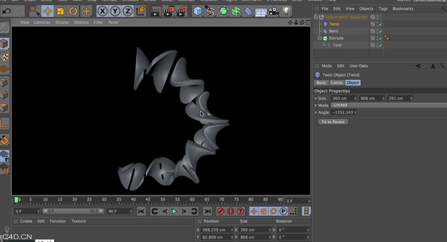 Cinema 4D创建柔韧弯曲文本的视频教程 Creating Proper Bendy Text Tutorial