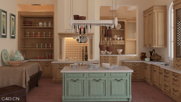厨房完整C4D模型（c4d for vray渲染）Kitchen 3D model - C4D之家 - 厨房15m.jpg