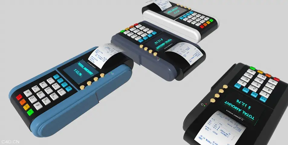 信用卡刷卡器C4D模型 Credit Card Machine
