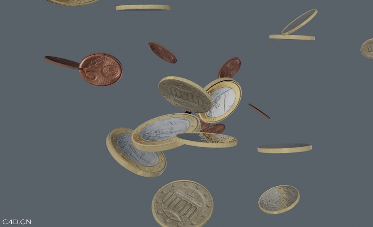 欧元硬币C4D模型（带掉落动画）Euro Coins - C4D之家 - cinema4d_ 2014-05-27 下午8.42.46.jpg