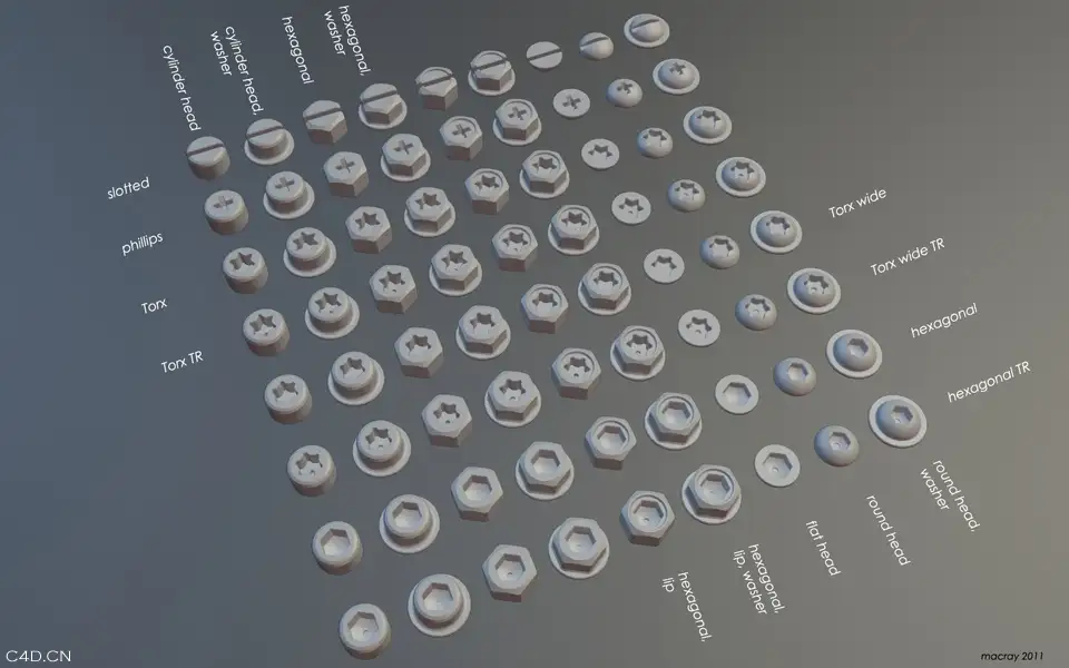 螺丝帽C4D预设 C4D screw