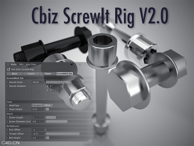 C4D螺丝预设 UPDATE V.2.0 – Cbiz ScrewIt Rig to fix stuff quickly