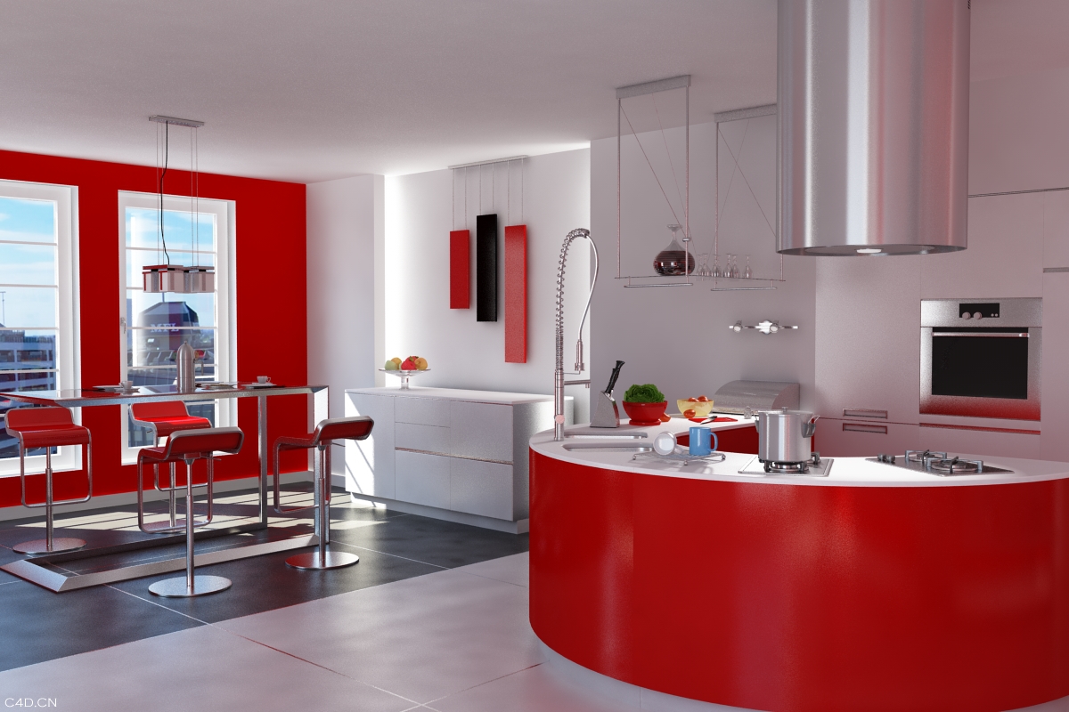 C4D时尚厨房完整模型（C4D FOR VRAY渲染）Kitchen 3D model - C4D之家 - Archinteriors1_005.jpg