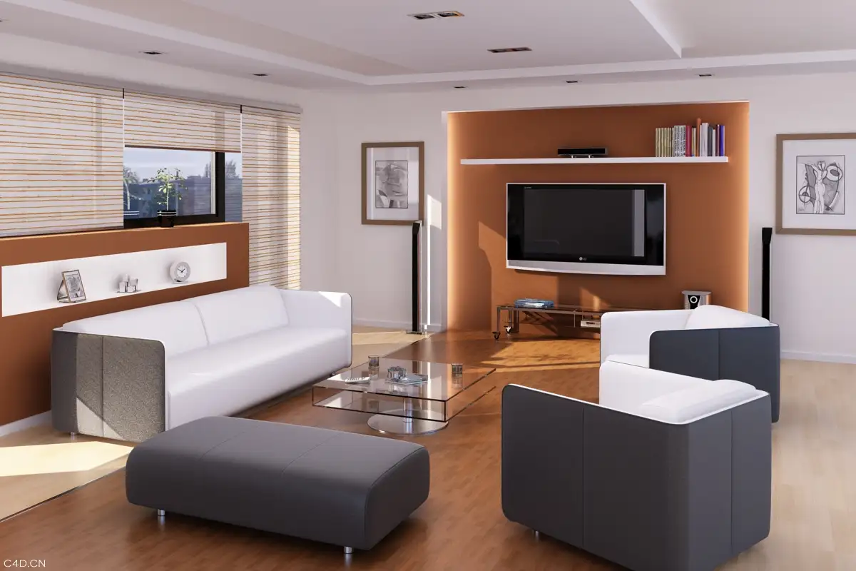 C4D室内模型：时尚客厅完整模型 （C4D FOR VRAY渲染） Living room 3D model - C4D之家 - Archinteriors1_008.jpg