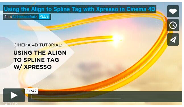 C4D对齐之XP表达式创建光线教程 using the align to spline tag with xpresso in C4D