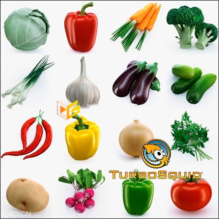 14种蔬菜3D模型合集 蔬菜3D模型 TurboSquid – Collection of Vegetables