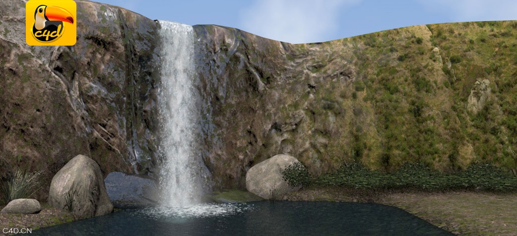 C4D瀑布景观模型（瀑布流水为动画） - C4D之家 - cinema4d_-2014-06-19-上午12.08.45.jpg