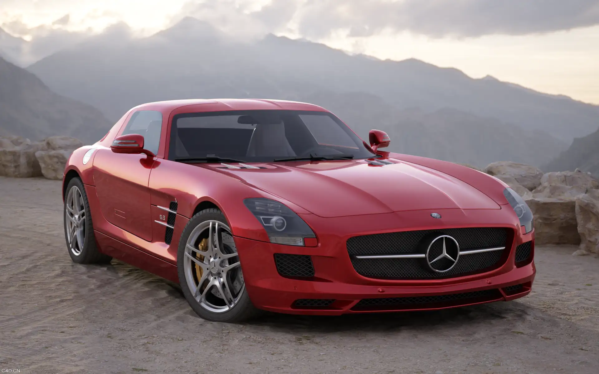 奔驰汽车C4D模型 Mercedes sls amg - C4D之家 - 003_front.png