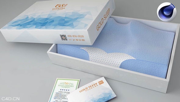 Cinema 4D打造真实颈枕枕头模型与产品包装盒