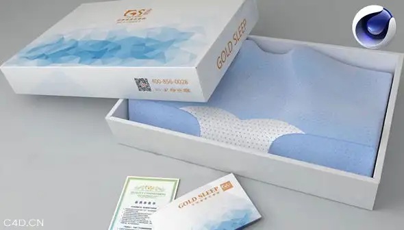 Cinema 4D打造真实颈枕枕头模型与产品包装盒
