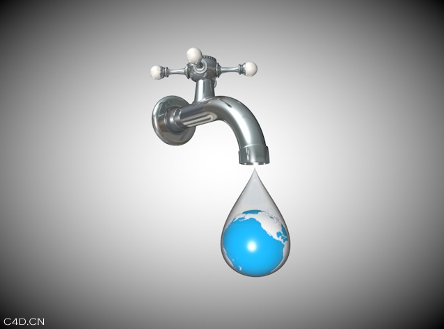 节约用水环保模型（自来水管、水滴） - C4D之家 - cinema4d_ 2014-07-20 下午6.46.09.jpg
