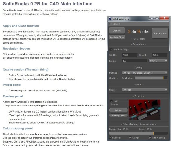 【C4D vray渲染加速神器】SolidRocks for Cinema 4D