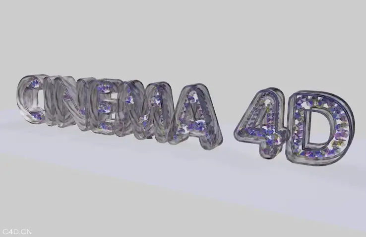 C4D钻石文字填充预设工程