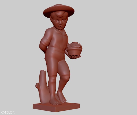 戴帽小孩C4D雕塑模型