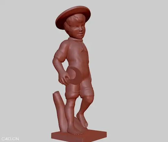 拿镰刀的农家小孩C4D雕塑模型