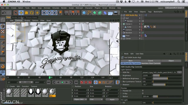 [灰猩猩C4D教程]GSG Stick Textures To Dynamic Objects For a Fun Final Reveal