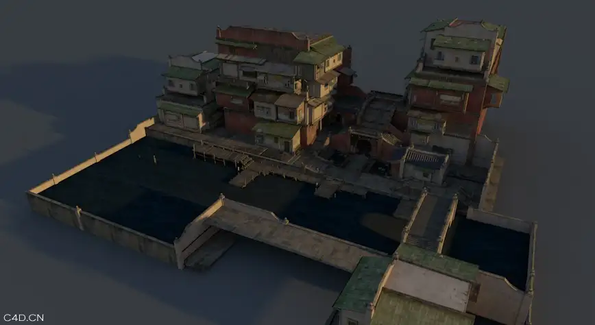 中式古建院落完整C4D模型（C4D/含贴图）
