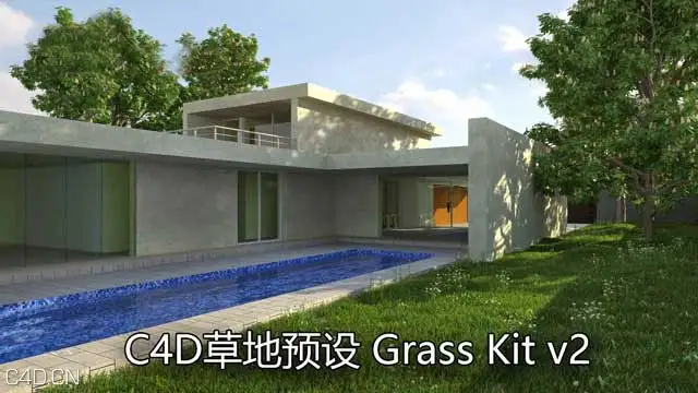 c4d真实的草地预设文件 Grass Kit V2 for Cinema 4D and Vray 1.9