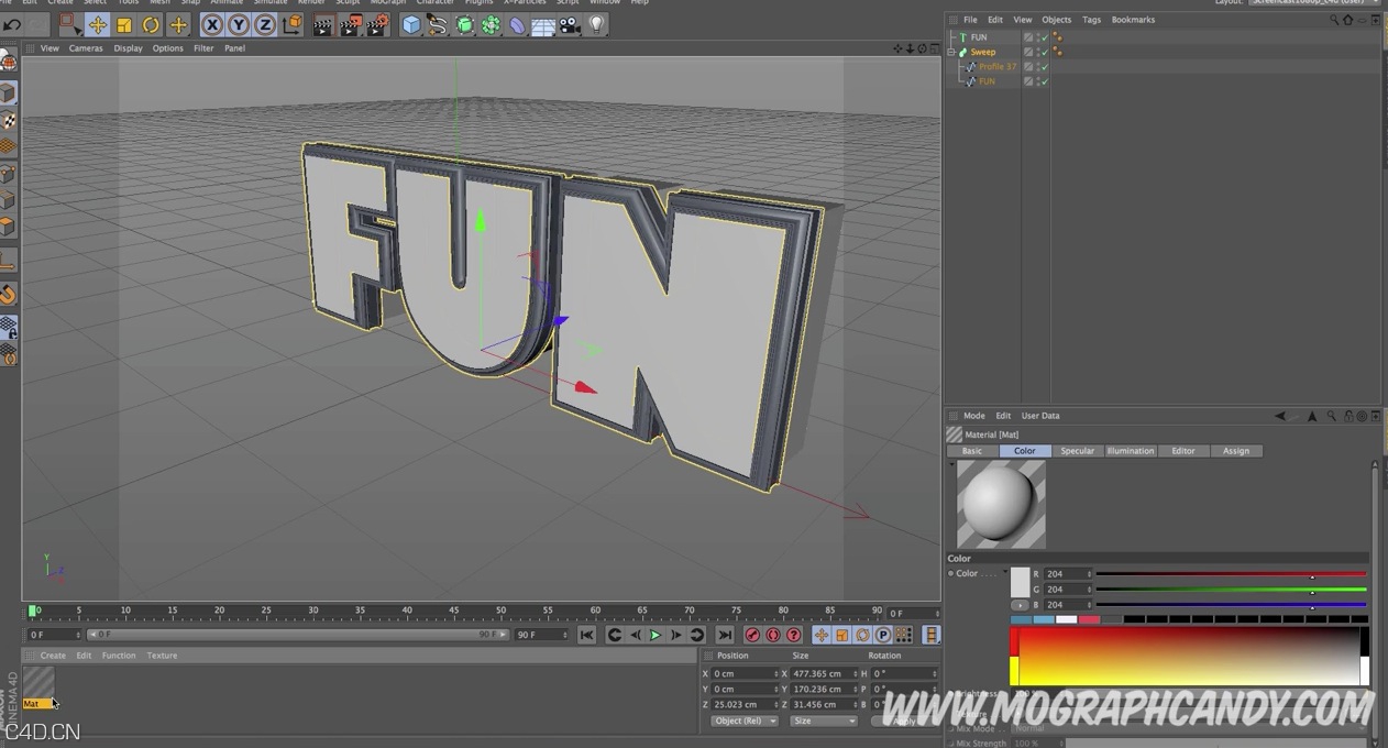Cinema 4D – 自定义文本边缘教程 Custom Text Edges
