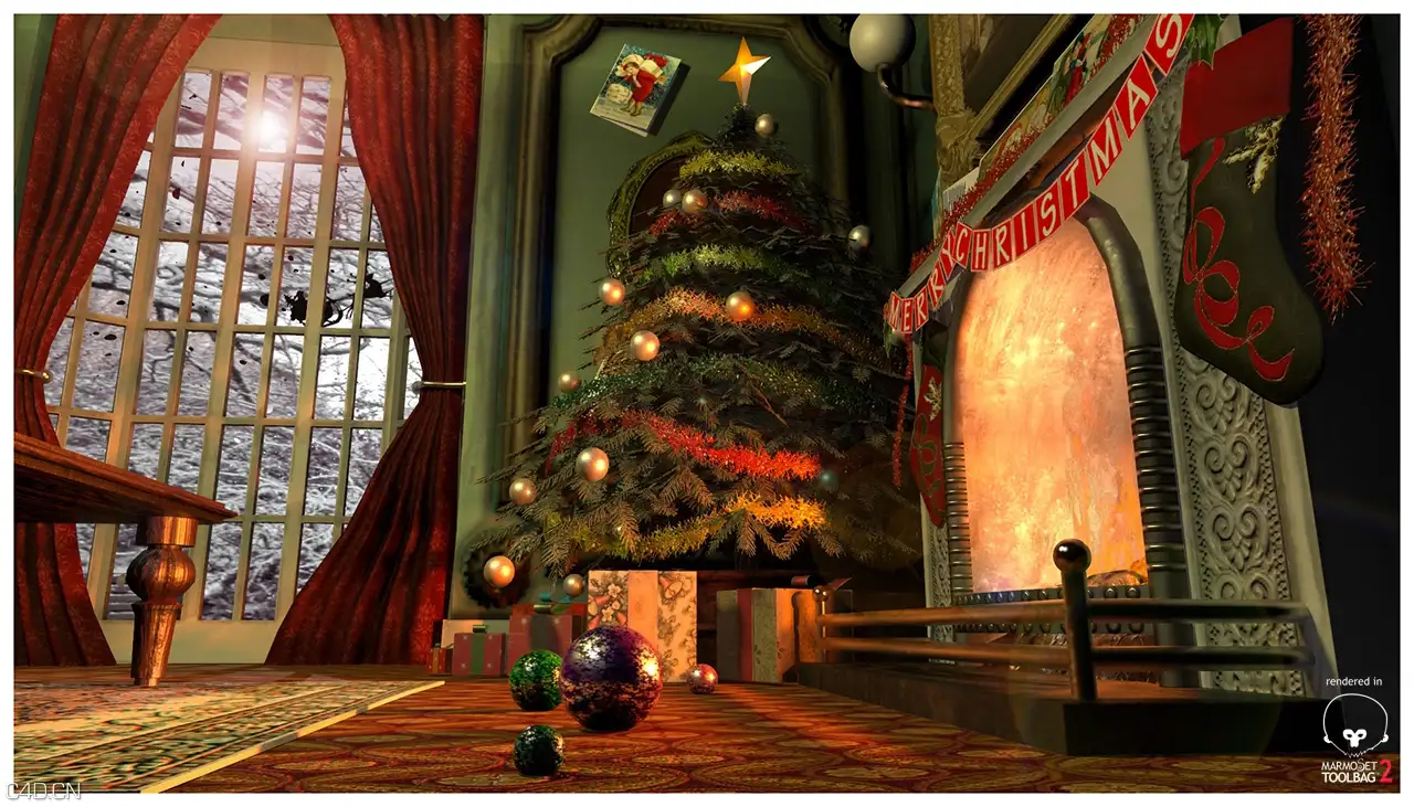 marmoset作品第二辑 - C4D之家 - chabeaux_christmasroom.jpg