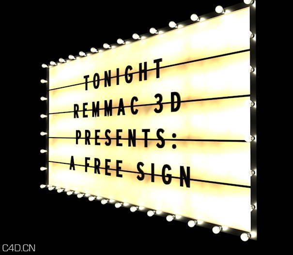 灯箱广告牌C4D模型 Marquee Sign