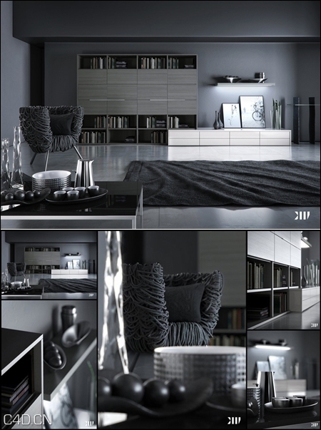 黑色风格书房3D模型 Blackhaus’s Black Living scene - C4D之家 - 60eeb8b1b45542b118d96f958ba5b5a4.jpg