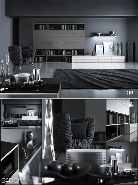 黑色风格书房3D模型 Blackhaus’s Black Living scene - C4D之家 - 60eeb8b1b45542b118d96f958ba5b5a4.jpg