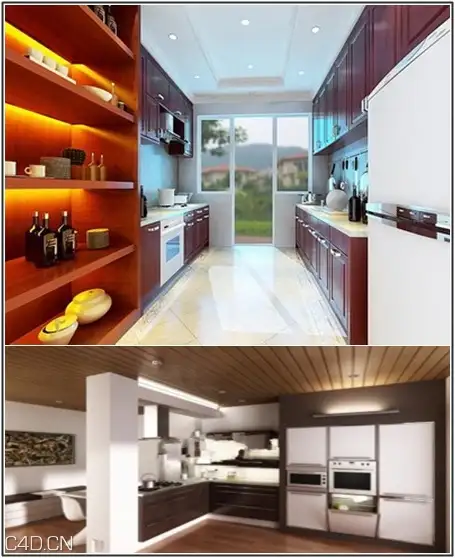 厨房3D模型 Modern European Style Kitchen