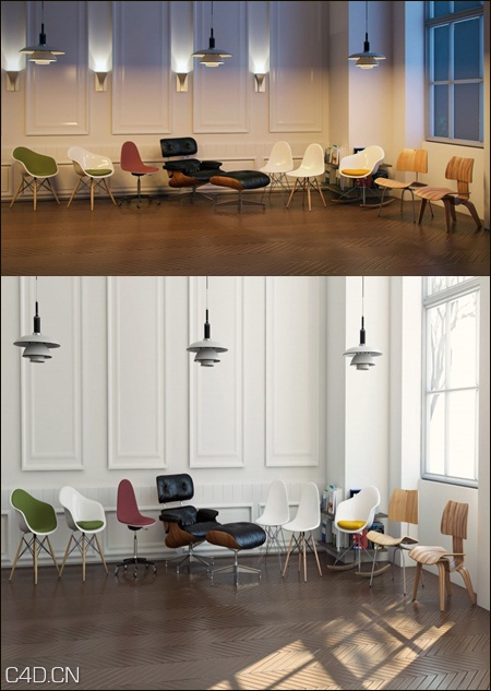 室内桌椅模型 Eames Furniture Pack + 2 Scenes With Night & Daylight Setup - C4D之家 - c7a985f4faac283e104d2ab004c1470e.jpg