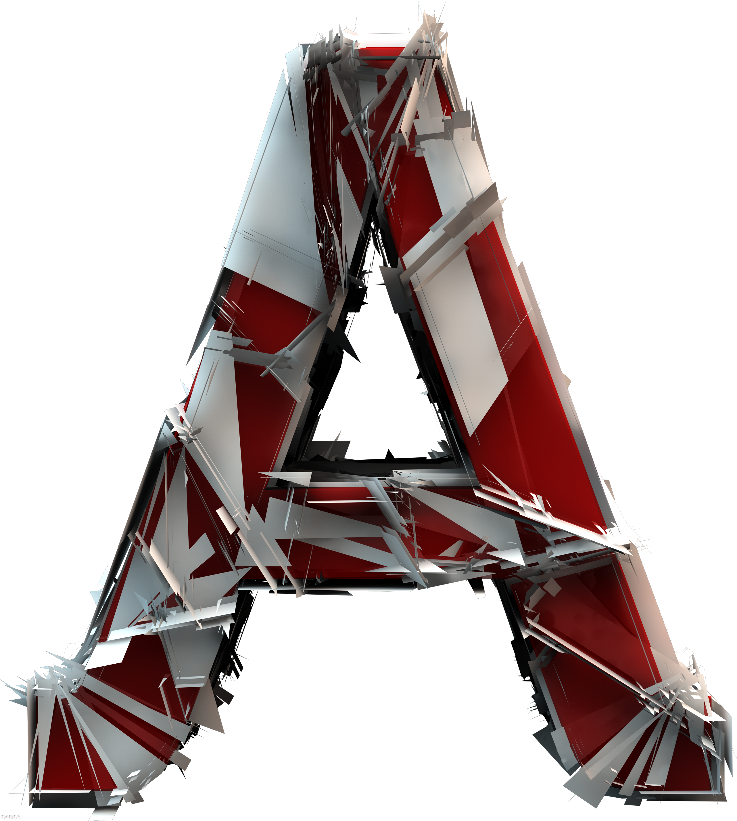 金属机械26个字母~png图~像素2564*2854 - C4D之家 - A.png