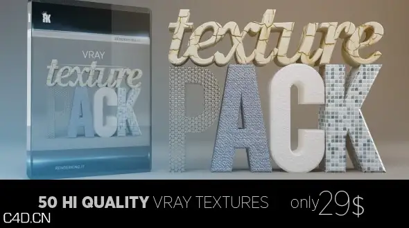 C4D纹理贴图VRay版 RenderKing VRay Texture Pack for Cinema 4D - C4D之家 - vray_texturepack_product.jpg