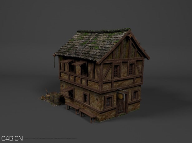 仿古2层木屋C4D模型 Medieval House 3d model - C4D之家 - cinema4d_-2014-09-03-1.16.00.jpg