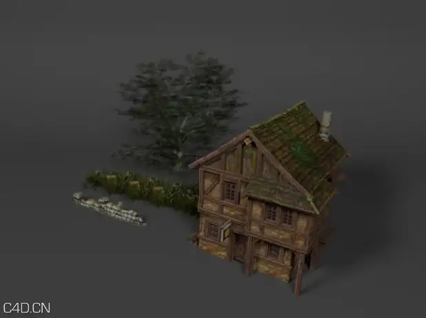 古建房屋C4D模型 Medieval House 3d model