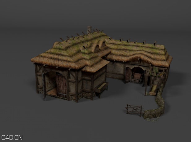 古建房屋C4D模型 Medieval Farm House 3d model