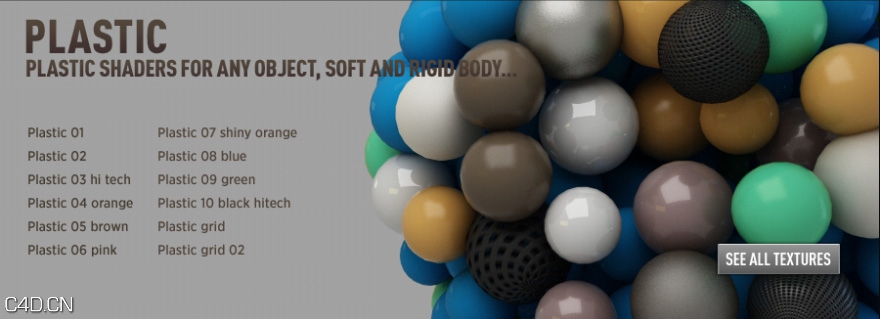 c4d for vray材质合集 RenderKing – Vray Texture Pack v2 for C4D - C4D之家 - plastic-vray-textures.jpg