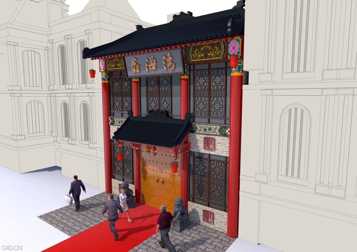 古建牌楼C4D模型