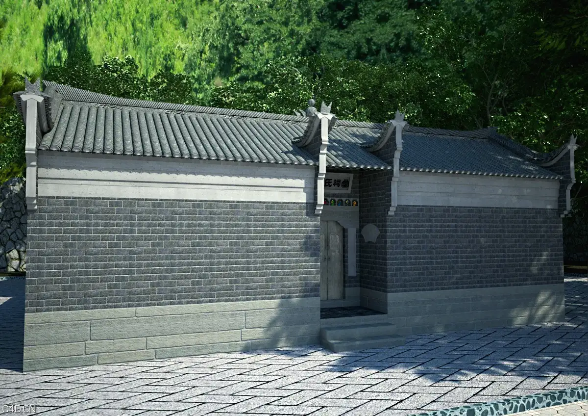 古建院落 C4D vray