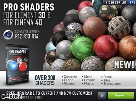 C4D材质预设 Videocopilot – Pro Shaders for C4D